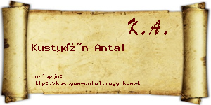 Kustyán Antal névjegykártya